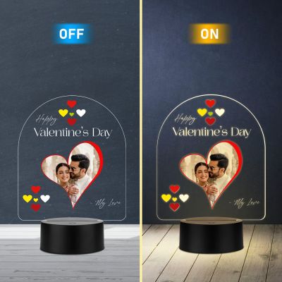 Personalized  Happy Valentines Day My Love LED Night Lamp with Warm White Light Valentines Day Gift for Boyfriend, Girlfriend, Husband Wife